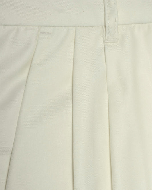 Classic Off White Pleated Women Pants